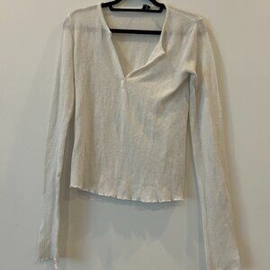 Urban Outfitters Out From Under White Lettuce Edge Long Sleeve Top